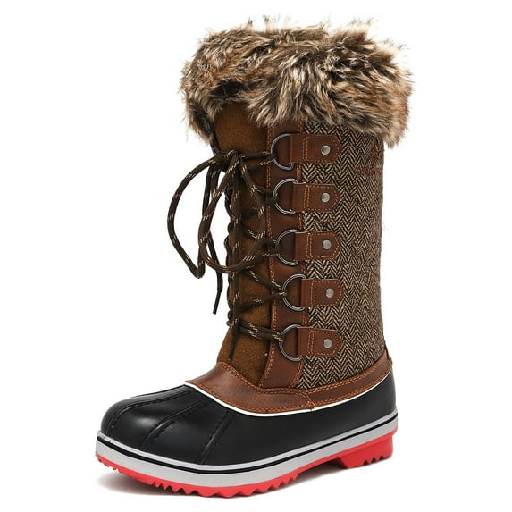 DREAM PAIRS Women's Waterproof Mid-Calf Winter Outdoor Snow Boots RIVER_1 BROWN Size 12
