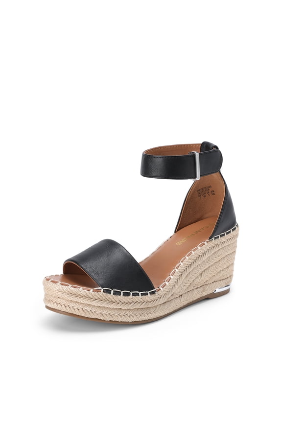 Women's Wedge Sandals Open Toe Espadrilles Sandals Comfortable Dressy Ankle Strap Platform Sandals Suitable for Work Beach Summer Shoes