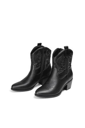 Women's Western Embroidered Ankle Boots Cowboy Cowgirl Low chunky Heel Round Toe Short Booties Shoes