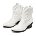 thumbnail image 1 of BURUDANI Women's Western Embroidered Ankle Boots Cowboy Cowgirl Low chunky Heel Round Toe Short Booties Shoes, 1 of 6
