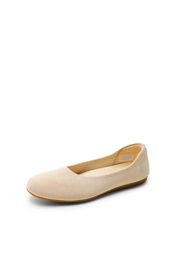 Women's Wide Ballet Flats, Foldable Knit Flats with Arch Support, Comfortable Dressy and Casual Shoes for Work or Office