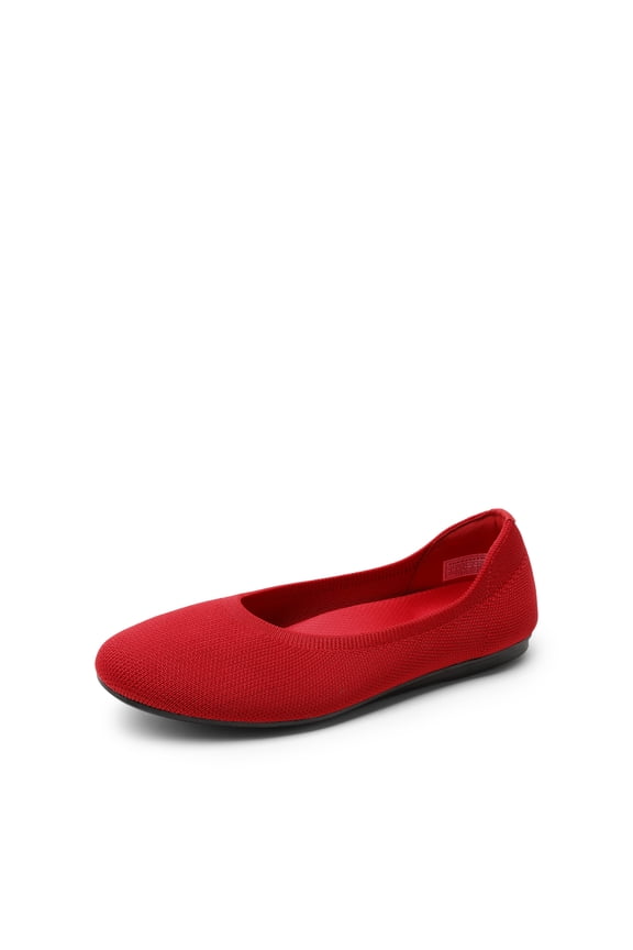Women's Wide Ballet Flats, Foldable Knit Flats with Arch Support, Comfortable Dressy and Casual Shoes for Work or Office