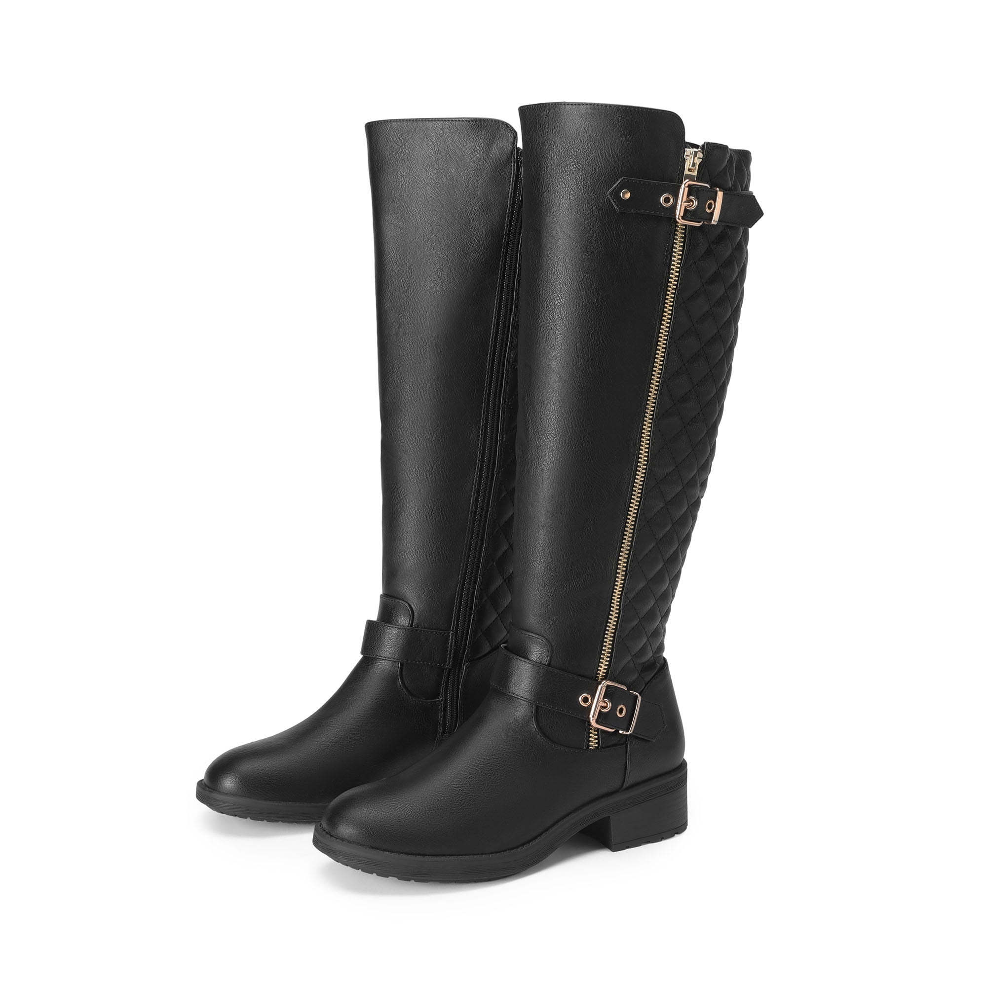 BURUDANI Women s Wide Calf Comfortable Winter Knee High Riding Boots Walmart