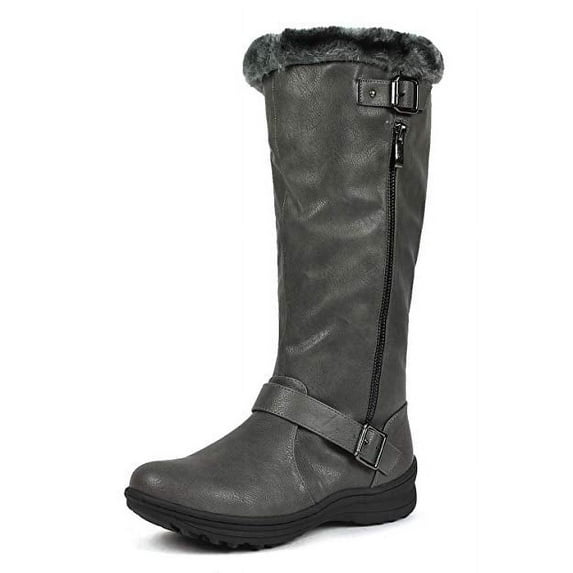 Winter Knee High Snow Boots Women Faux Fur Lined Waterproof Slip Resistant Warm Zip Up Boots for Cold Weather