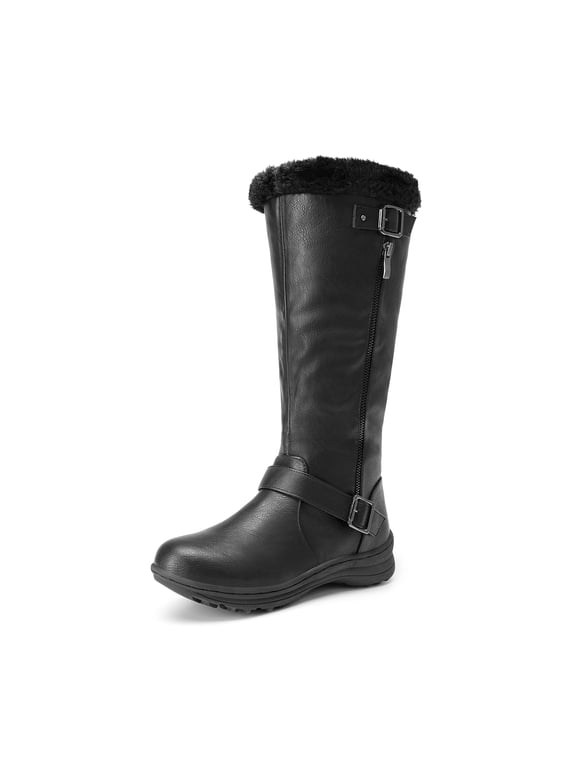 Winter Knee High Snow Boots Women Waterproof Slip Resistant Warm Zip Up Boots for Cold Weather
