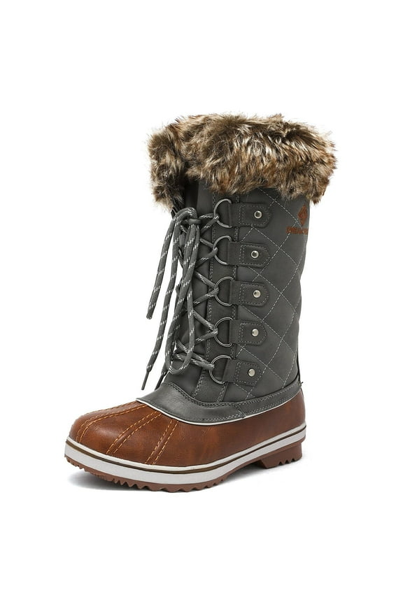 Women's Winter Warm Snow Boots Waterproof Mid-Calf Outdoor Casual Snow Boots RIVER_1 TAN/KHAKI Size 9