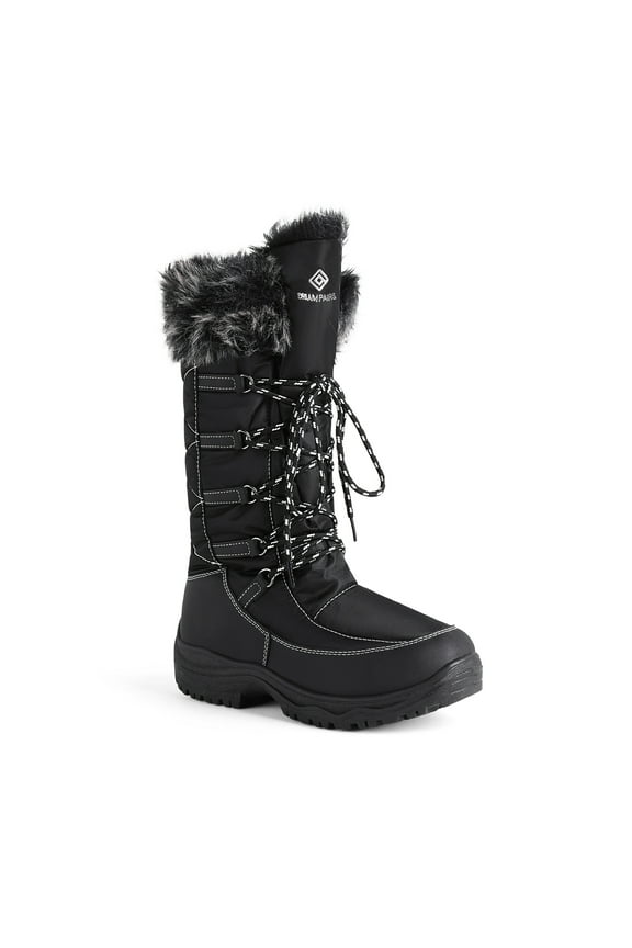 Women's Winter Waterproof Warm Faux Mid Calf Snow Boots Outdoor Hiking Boots