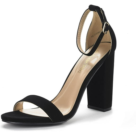 DREAM PAIRS Women'sAnkle Strap Open Toe High Heel Pump Sandals Wedding Party Dress Shoes HI-CHUNK BLACK/NUBUCK size 9