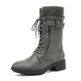 thumbnail image 1 of DREAM PAIRS Womens Ankle Booties Lace Up Mid Calf Military Combat Boots AMAZON GREY Size 11, 1 of 5