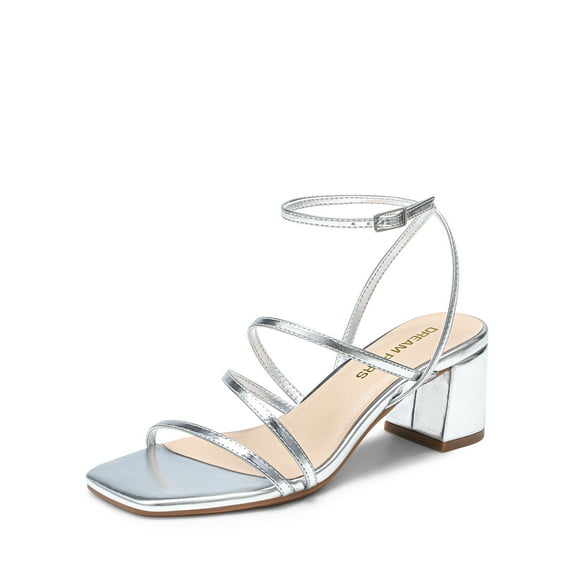 DREAM PAIRS Womens Block Heels 2 inch Strappy Square Toe Dressy Chunky Low Heeled Sandals for Party Wedding Evening