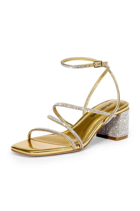 Womens Block Heels 2 inch Strappy Square Toe Dressy Chunky Low Heeled Sandals for Party Wedding Evening