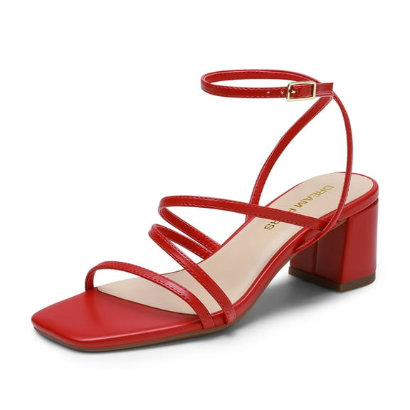 DREAM PAIRS Womens Block Heels 2 inch Strappy Square Toe Dressy Chunky Low Heeled Sandals for Party Wedding Evening