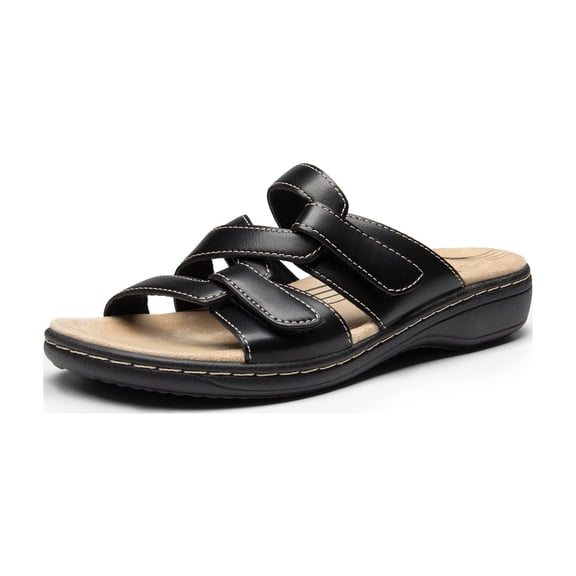 DREAM PAIRS Womens Casual Arch Support Slide Sandals Slip on Flat Sandals Plantar Fasciitis Soft Cushion Slippers