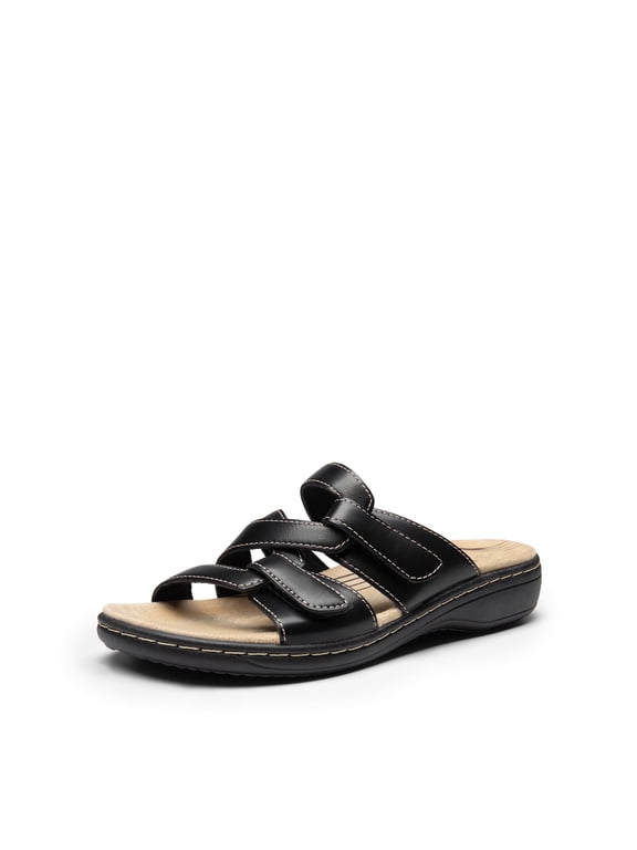 Womens Casual Arch Support Slide Sandals Slip on Flat Sandals Plantar Fasciitis Soft Cushion Slippers