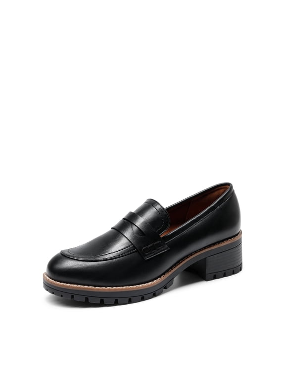Womens Comfortable Platform Chunky Heel Business Casual Loafers