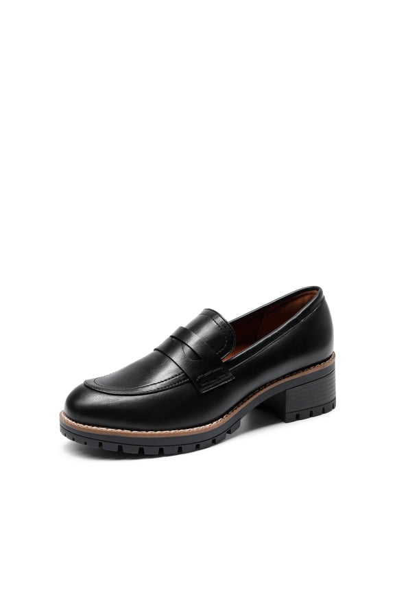 Womens Comfortable Platform Chunky Heel Business Casual Loafers