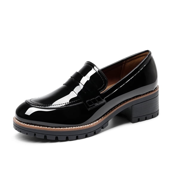DREAM PAIRS Womens Comfortable Platform Chunky Heel Business Casual Loafers