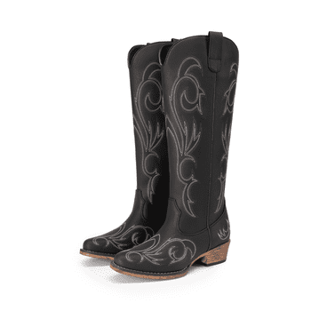 DREAM PAIRS Women's Embroidered Western Cowboy Boots, Knee High Cowgirl Style with Chunky Heel & Side Zipper, Comfortable Pull-On Fit
