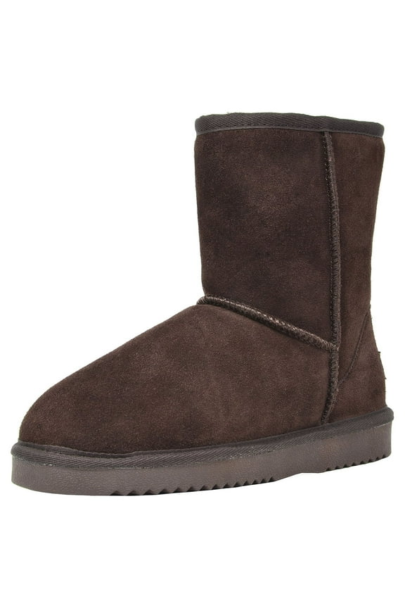 Womens Faux fur Mid Calf Sheepskin Insole Winter Ankle Snow Boots US BROWN Size 7