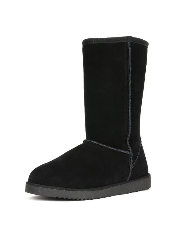 Womens Faux fur Mid Calf Sheepskin Insole Winter Ankle Snow Boots US SHORTY_HIGH BLACK Size 11