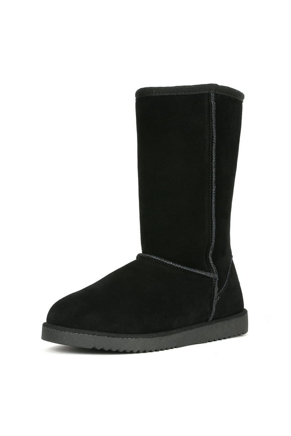 Womens Faux fur Mid Calf Sheepskin Insole Winter Ankle Snow Boots US SHORTY_HIGH BLACK Size 6