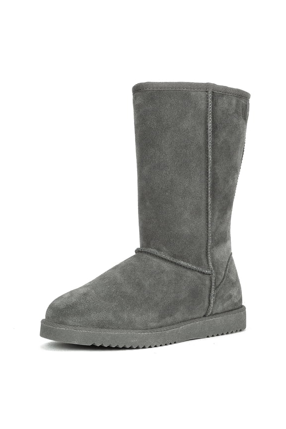 Womens Faux fur Mid Calf Sheepskin Insole Winter Ankle Snow Boots US SHORTY_HIGH GREY Size 10