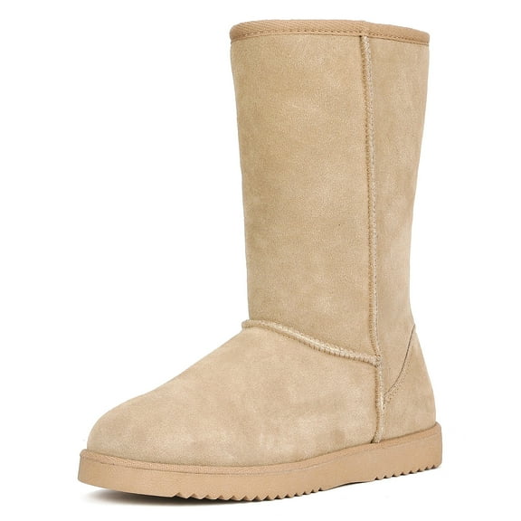 DREAM PAIRS Womens Faux fur Mid Calf Sheepskin Insole Winter Ankle Snow Boots US SHORTY_HIGH SAND Size 6