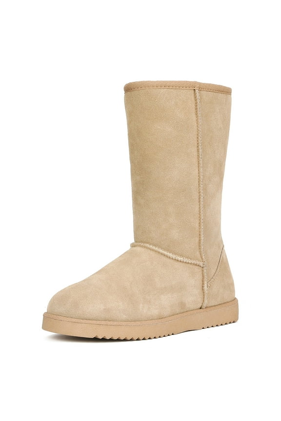 Womens Faux fur Mid Calf Sheepskin Insole Winter Ankle Snow Boots US SHORTY_HIGH SAND Size 6