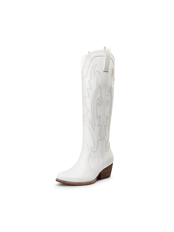 Womens Knee High Boots Cowboy Cowgirl Pull On Embroidered Western Boots