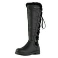thumbnail image 1 of DREAM PAIRS Womens Knee High Faux Fur Lined Winter Snow Lace Up Zip Combat Boots BUSON BLACK Size 5, 1 of 3
