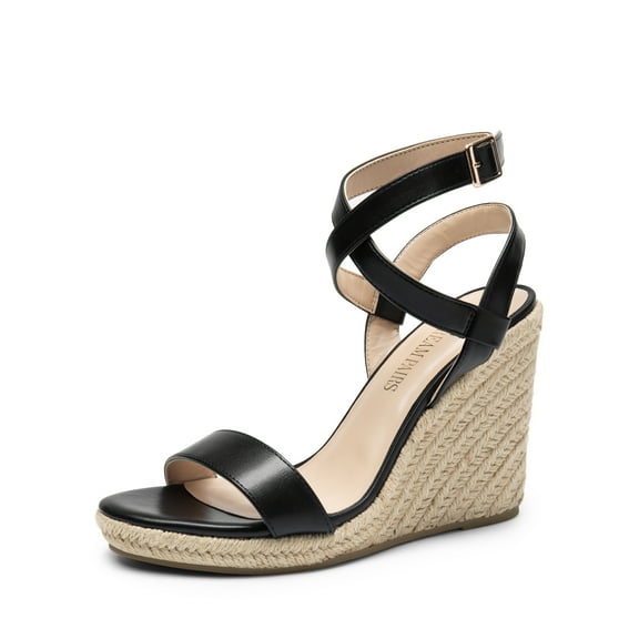 DREAM PAIRS Womens Open Toe Espadrilles Dressy Platform Sandals Buckle Ankle Strap Stylish Wedges Sandals