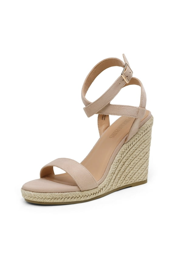 Womens Open Toe Espadrilles Dressy Platform Sandals Buckle Ankle Strap Stylish Wedges Sandals