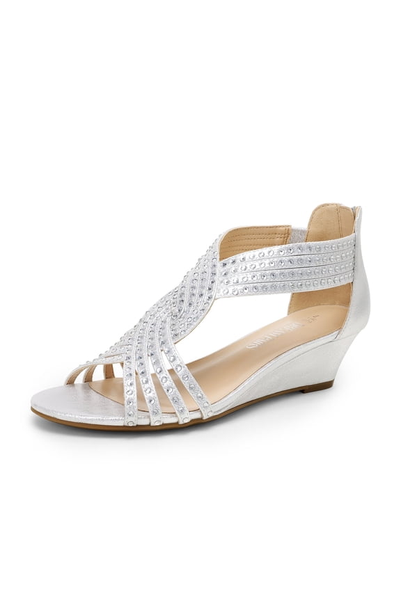 Womens Open Toe Espadrilles Dressy Platform Sandals Slip on Elastic Ankle Strap Wedges Sandals