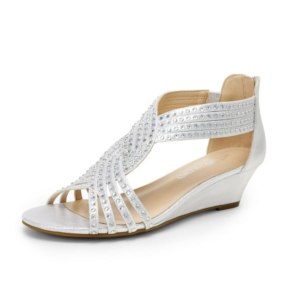 DREAM PAIRS Womens Open Toe Espadrilles Dressy Platform Sandals Slip on Elastic Ankle Strap Wedges Sandals