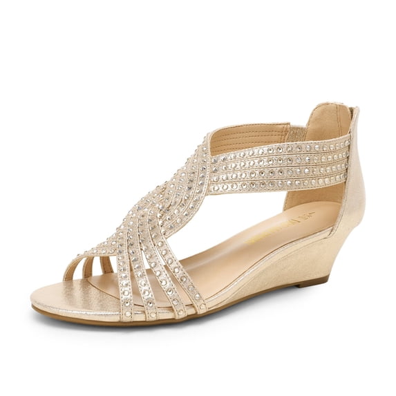 DREAM PAIRS Womens Open Toe Espadrilles Dressy Platform Sandals Slip on Elastic Ankle Strap Wedges Sandals