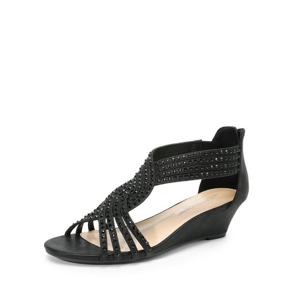 DREAM PAIRS Womens Open Toe Espadrilles Dressy Platform Sandals Slip on Elastic Ankle Strap Wedges Sandals