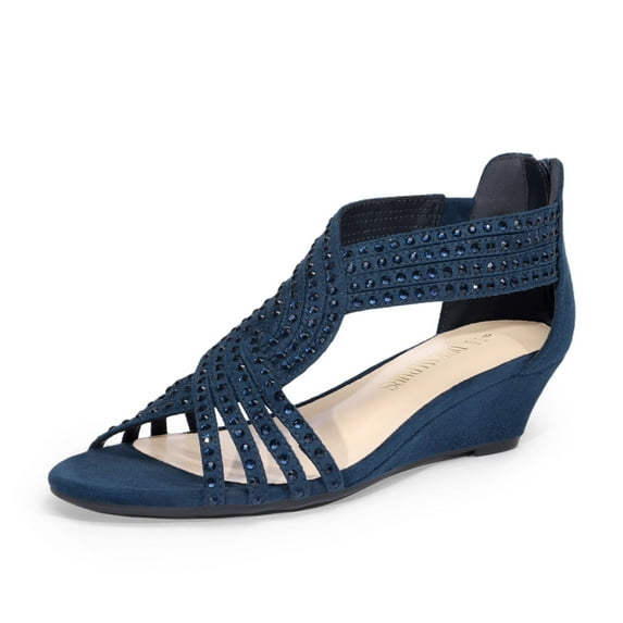 DREAM PAIRS Womens Open Toe Espadrilles Dressy Platform Sandals Slip on Elastic Ankle Strap Wedges Sandals