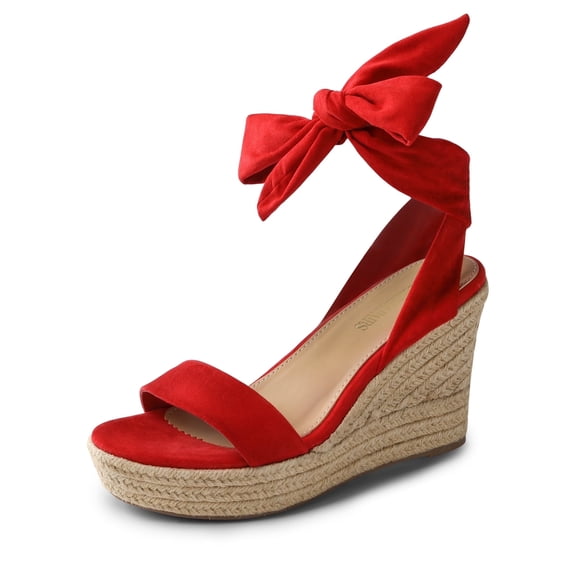 BURUDANI Womens Open Toe Espadrilles Wedges Tie Lace Up Cute Ankle Strap Platform Sandals Dressy Shoes