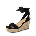 thumbnail image 1 of BURUDANI Womens Open Toe Espadrilles Wedges Tie Lace Up Cute Ankle Strap Platform Sandals Dressy Shoes, 1 of 6