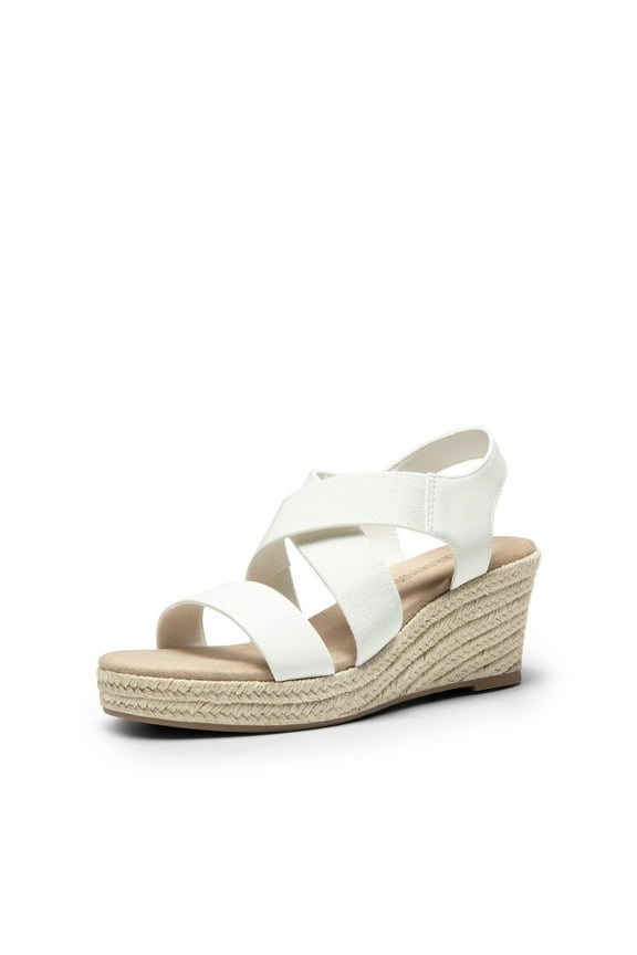 Womens Platform Espadrilles Wedge Sandals, Slip on Elastic Ankle Strap Sandals for Women Casual Dressy Summer