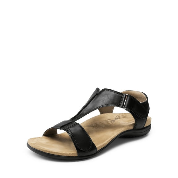 DREAM PAIRS Womens Sandals Arch Support T-Strap Orthopedic Flat Sandals Comfortable Summer Shoes
