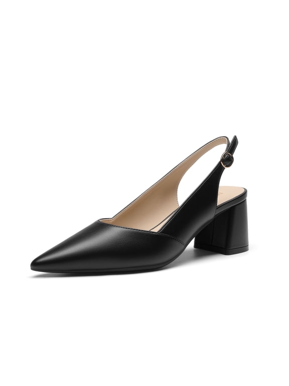 Womens Slingback Chunky Heels for Women Comfortable Pointed Closed Toe Block Heels Wedding Party Women's Pumps Business Casual Work Dress Shoes