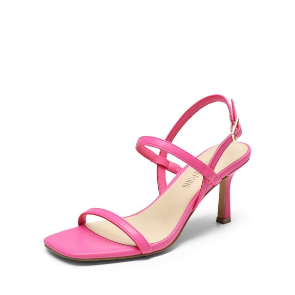DREAM PAIRS Womens Slingback Heels Square Open Toe Strappy Sandals Ankle Strap High Heeled Dressy Shoes