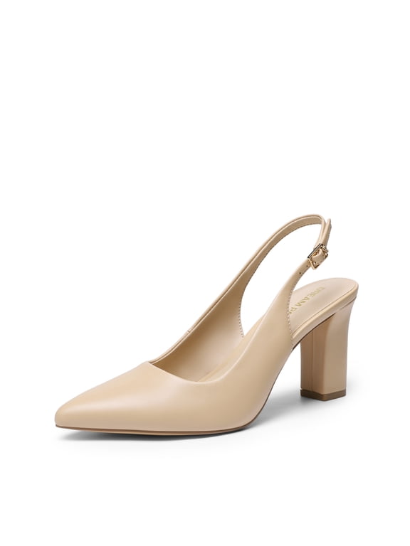 Womens Slingback High Chunky Heels Pumps High Block Heels Pointed Toe Closed Toe Comfortable Dress Shoes for Work Office Business