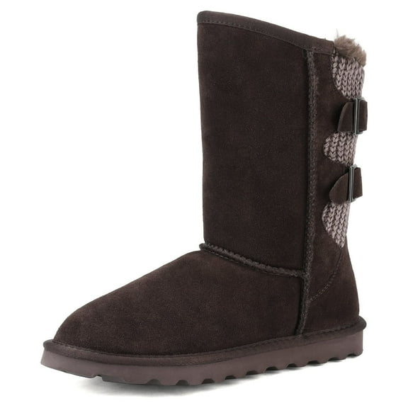 DREAM PAIRS Womens Snow Boots Faux Fur Lined Fashion Winter Warm Mid Calf Boots SWEATY-BUCKLE BROWN Size 5