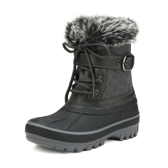 DREAM PARIS Toddler Winter Snow Boots Kid Boy Girl Sneakers Shoes Waterproof KRIVER-3 BLACK/GREY Size 10