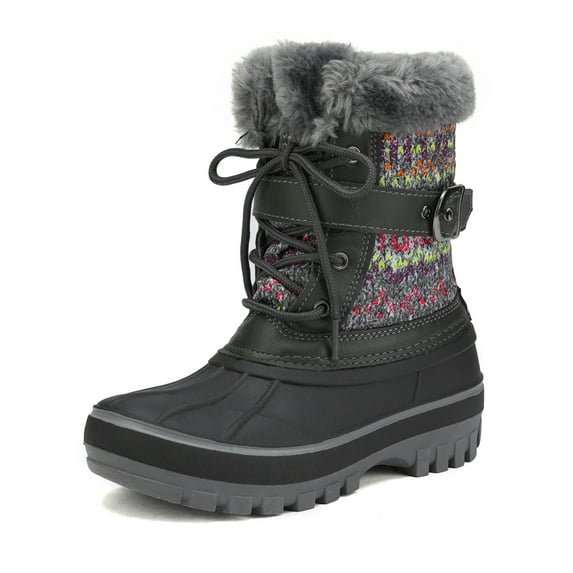 DREAM PARIS Toddler Winter Snow Boots Kid Boy Girl Sneakers Shoes Waterproof KRIVER-3 GREY Size 12