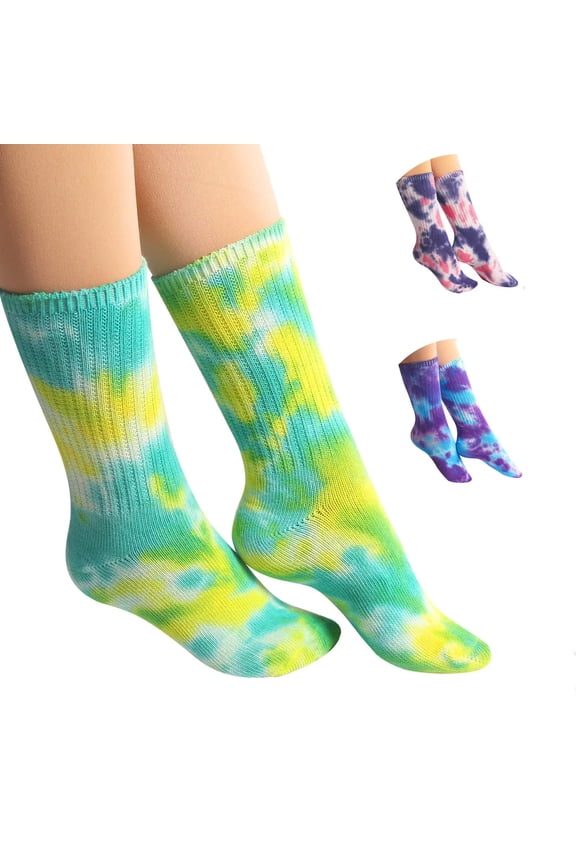 A Collection of Funny Novelty Fashion Colorful Cool Crazy Skateboard Tie Dye Crew Dress Socks 3 Pairs