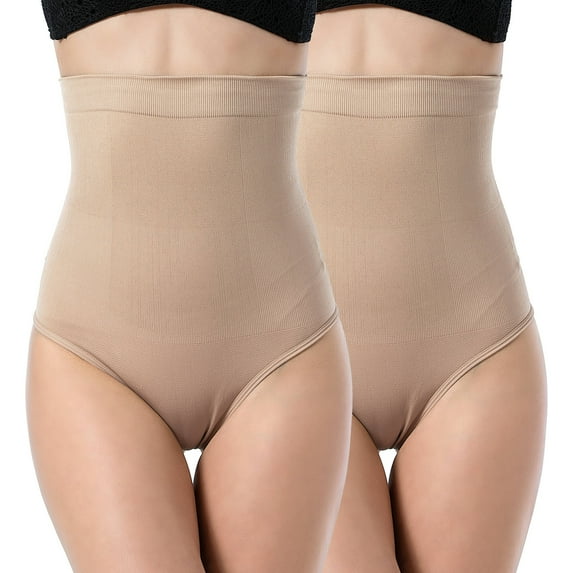 DREAM SLIM Women's High-Waist Seamless Body Shaper Briefs Firm Control Tummy Thong Shapewear Panties Girdle Underwear