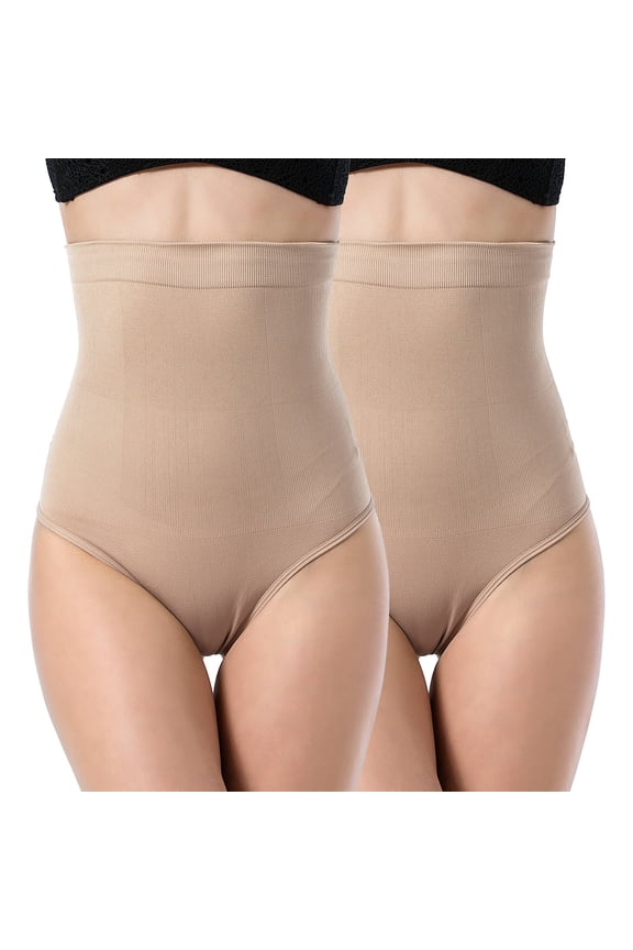 Women's High-Waist Seamless Body Shaper Briefs Firm Control Tummy Thong Shapewear Panties Girdle Underwear